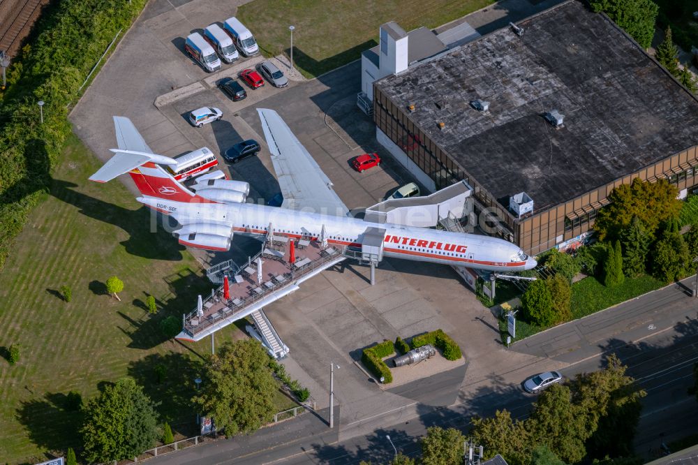 Leipzig aus der Vogelperspektive: Museums- Flugzeug einer Iljuschin IL-62 der INTERFLUG in Leipzig im Bundesland Sachsen, Deutschland