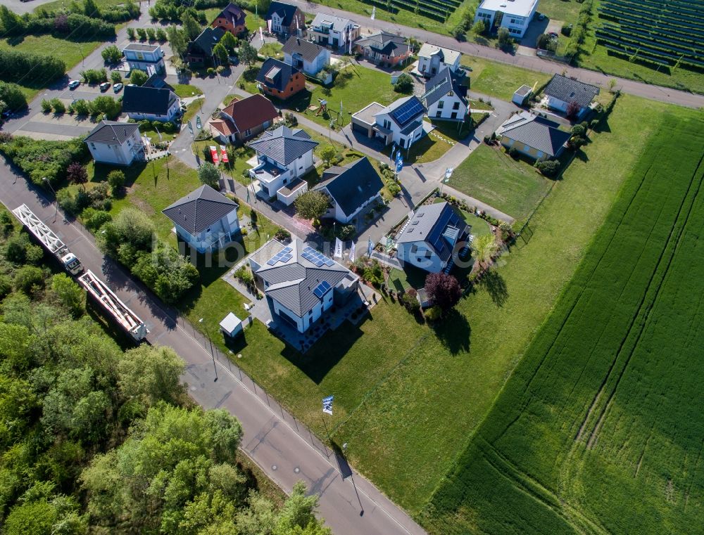 Luftaufnahme Schkeuditz - Musterhaus- Einfamilienhaus- Siedlung im Ortsteil Dölzig in Schkeuditz im Bundesland Sachsen, Deutschland
