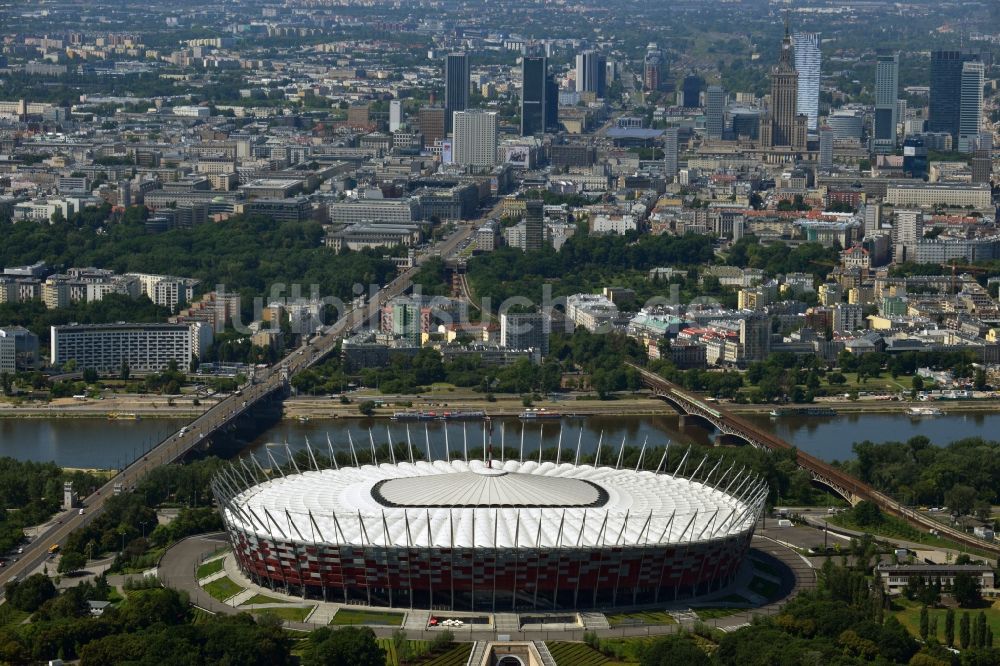 Luftbild Warschau - National Stadion im Stadtteil Praga am Weichselufer in Warschau in Polen