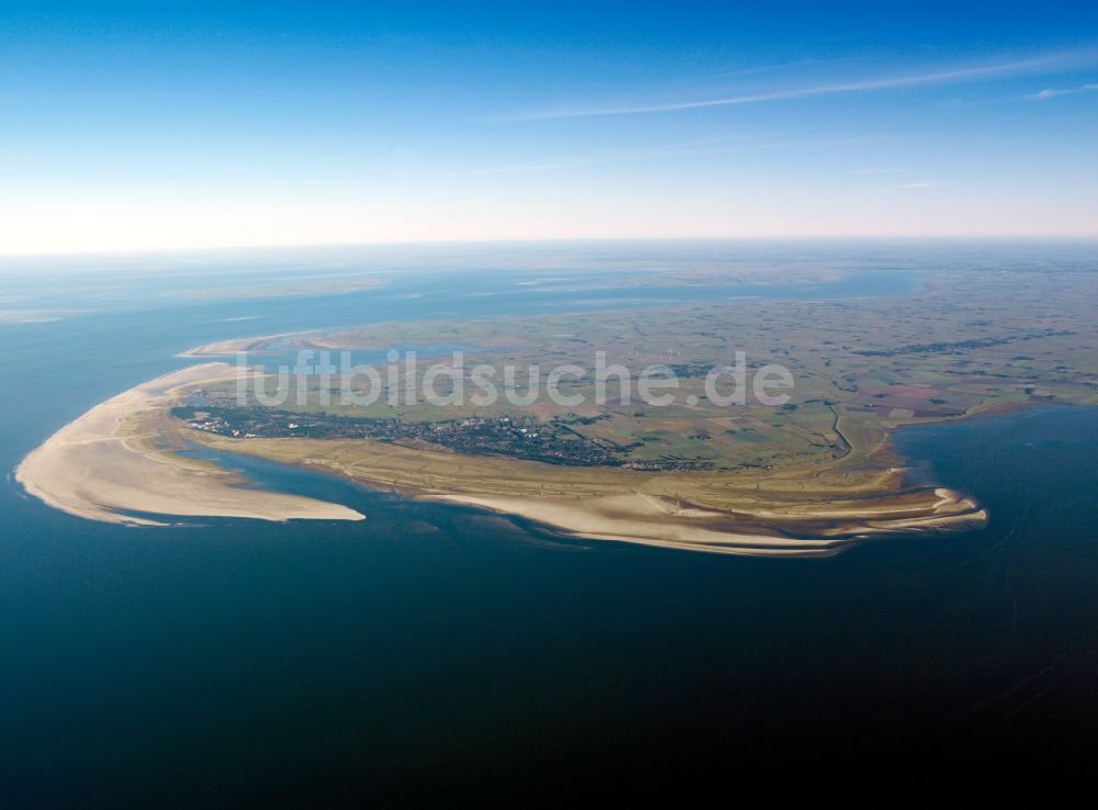 Hooge aus der Vogelperspektive: Nationalpark Schleswig-Holsteinisches Wattenmeer im Bundesland Schleswig-Holstein
