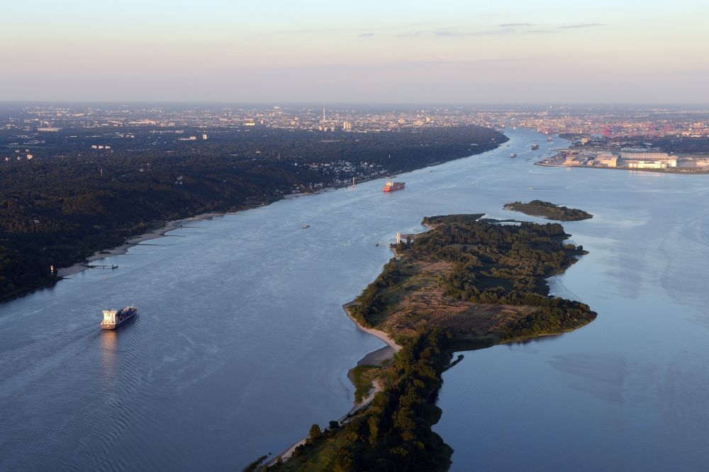 Luftbild Jork - Neßsand-Insel am Ufer des Flußverlaufes der Elbe in Jork im Bundesland Niedersachsen