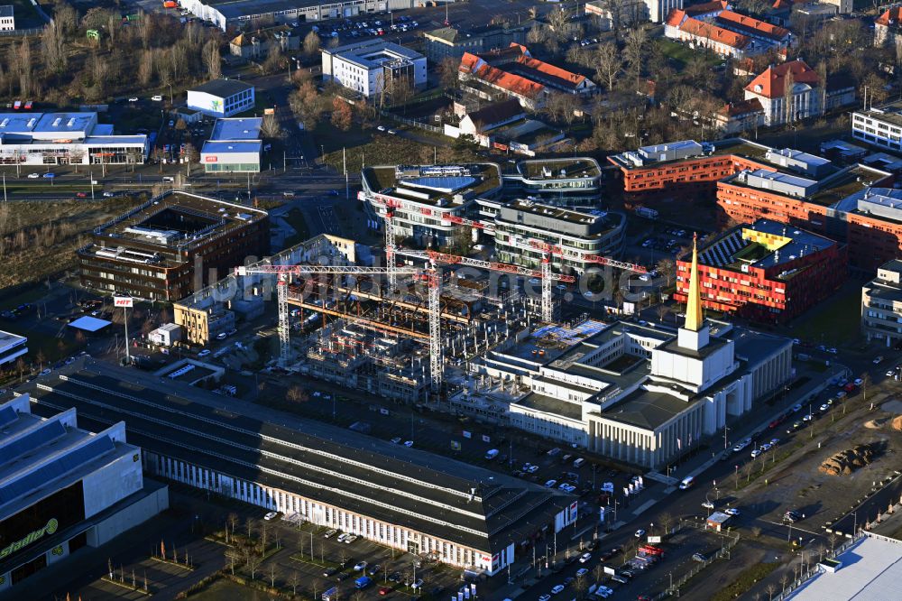 Luftbild Leipzig - Neubau des Archiv- Gebäudes der ehemaligen Messehalle zum Stadtarchiv in Leipzig im Bundesland Sachsen, Deutschland