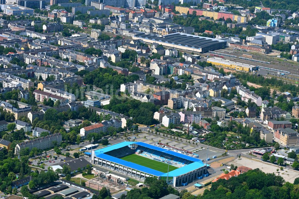 Chemnitz von oben - Neubau der ARENA - CFC - Stadion in Chemnitz im Bundesland Sachsen