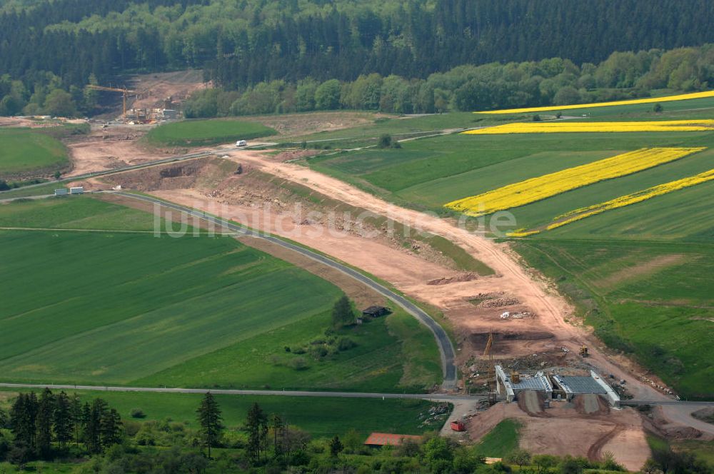 Luftbild Hessisch Lichtenau - Neubau der Autobahn A44 nördlich von Hessisch Lichtenau