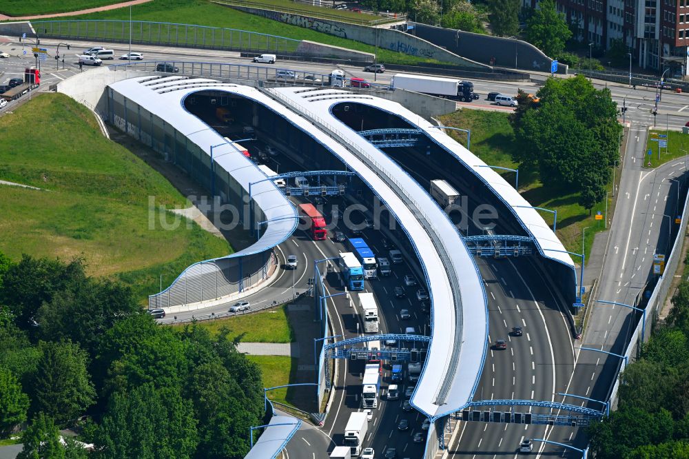 Luftaufnahme Hamburg - Neubau des Autobahn- Tunnelbauwerk der BAB A7 Bahrenfelder Deckel in Hamburg, Deutschland