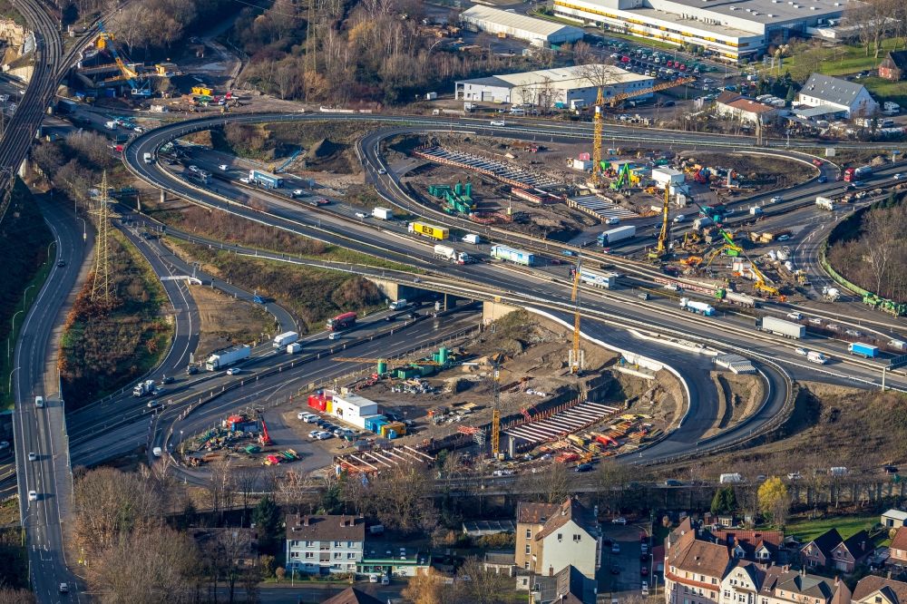 Luftaufnahme Herne - Neubau Autobahn- Tunnelbauwerk der BAB 42 - 43 in Herne im Bundesland Nordrhein-Westfalen, Deutschland