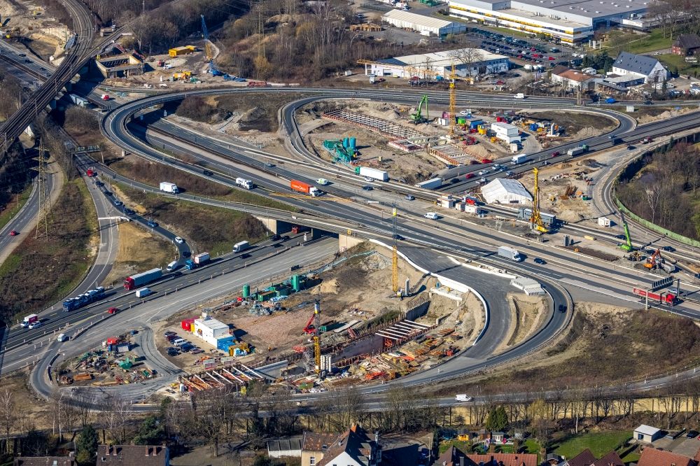Luftbild Herne - Neubau Autobahn- Tunnelbauwerk der BAB 42 - 43 in Herne im Bundesland Nordrhein-Westfalen, Deutschland