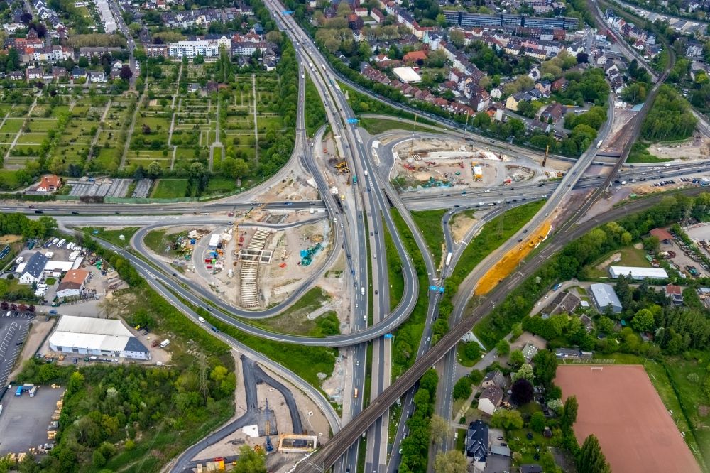 Herne von oben - Neubau Autobahn- Tunnelbauwerk der BAB 42 - 43 in Herne im Bundesland Nordrhein-Westfalen, Deutschland