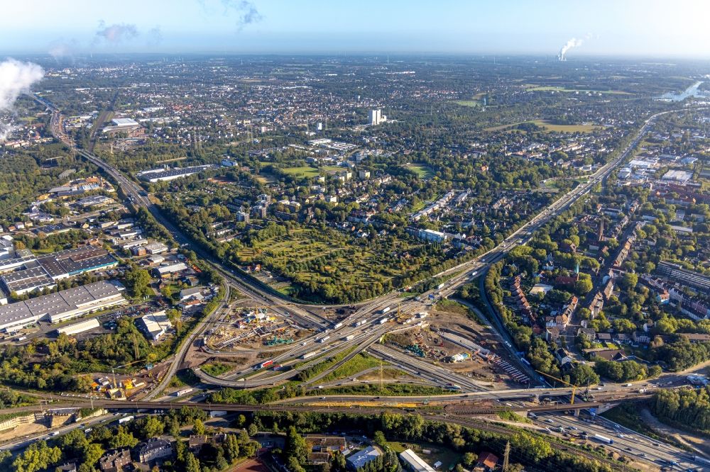 Luftbild Herne - Neubau Autobahn- Tunnelbauwerk der BAB 42 - 43 in Herne im Bundesland Nordrhein-Westfalen, Deutschland