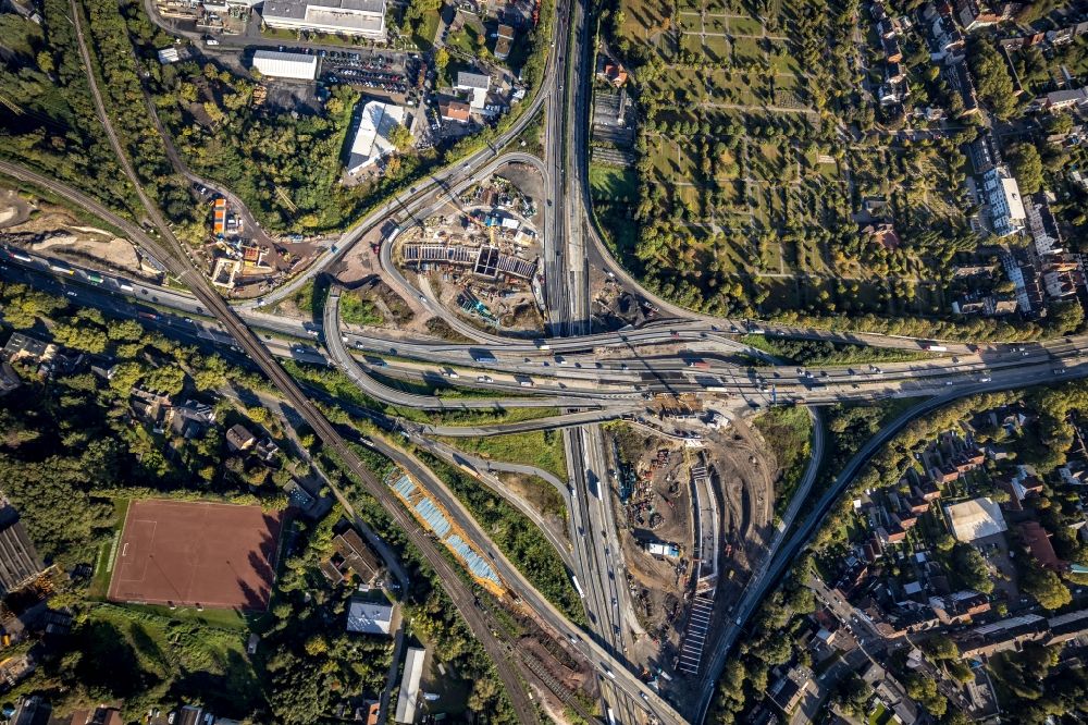 Herne aus der Vogelperspektive: Neubau Autobahn- Tunnelbauwerk der BAB 42 - 43 in Herne im Bundesland Nordrhein-Westfalen, Deutschland