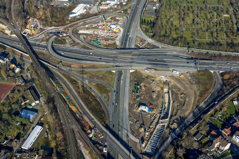 Luftaufnahme Herne - Neubau Autobahn- Tunnelbauwerk der BAB 42 - 43 in Herne im Bundesland Nordrhein-Westfalen, Deutschland
