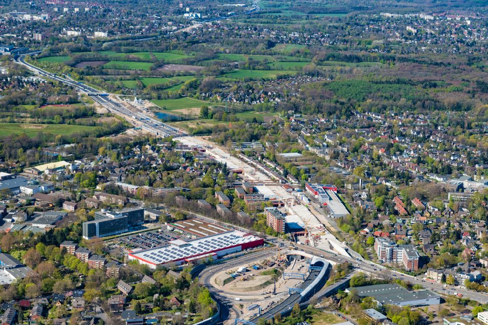 Hamburg aus der Vogelperspektive: Neubau des Autobahn- Tunnelbauwerk der BAB A7 Stellinger Deckel in Hamburg, Deutschland