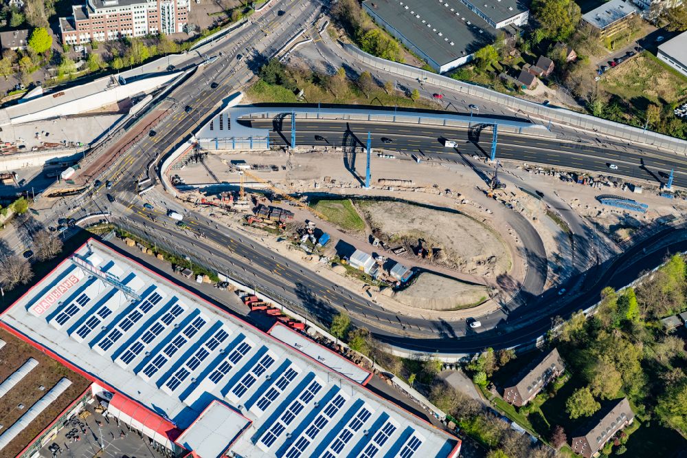 Hamburg aus der Vogelperspektive: Neubau des Autobahn- Tunnelbauwerk der BAB A7 Stellinger Deckel in Hamburg, Deutschland