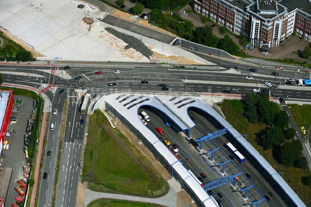 Luftaufnahme Hamburg - Neubau des Autobahn- Tunnelbauwerk der BAB A7 Stellinger Deckel in Hamburg, Deutschland