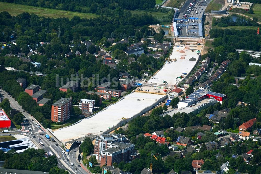 Luftaufnahme Hamburg - Neubau des Autobahn- Tunnelbauwerk der BAB A7 Stellinger Deckel in Hamburg, Deutschland