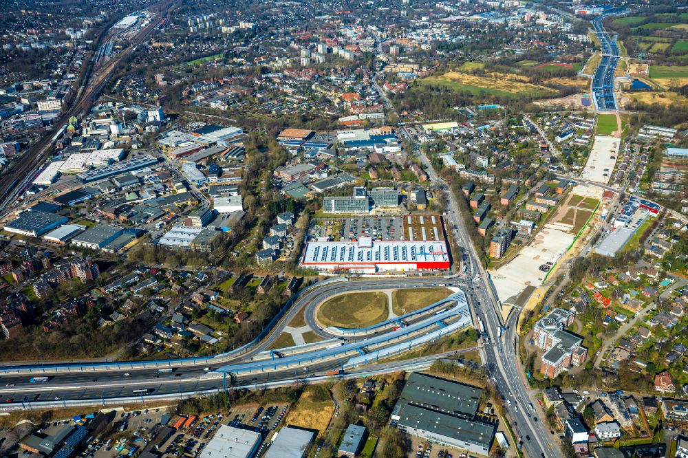 Hamburg von oben - Neubau des Autobahn- Tunnelbauwerk der BAB A7 Stellinger Deckel in Hamburg, Deutschland