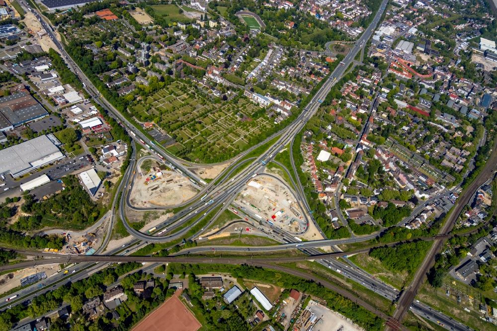 Luftbild Herne - Neubau Autobahn- Tunnelbauwerk der BAB 42 - 43 Tunnel Baukau in Herne im Bundesland Nordrhein-Westfalen, Deutschland