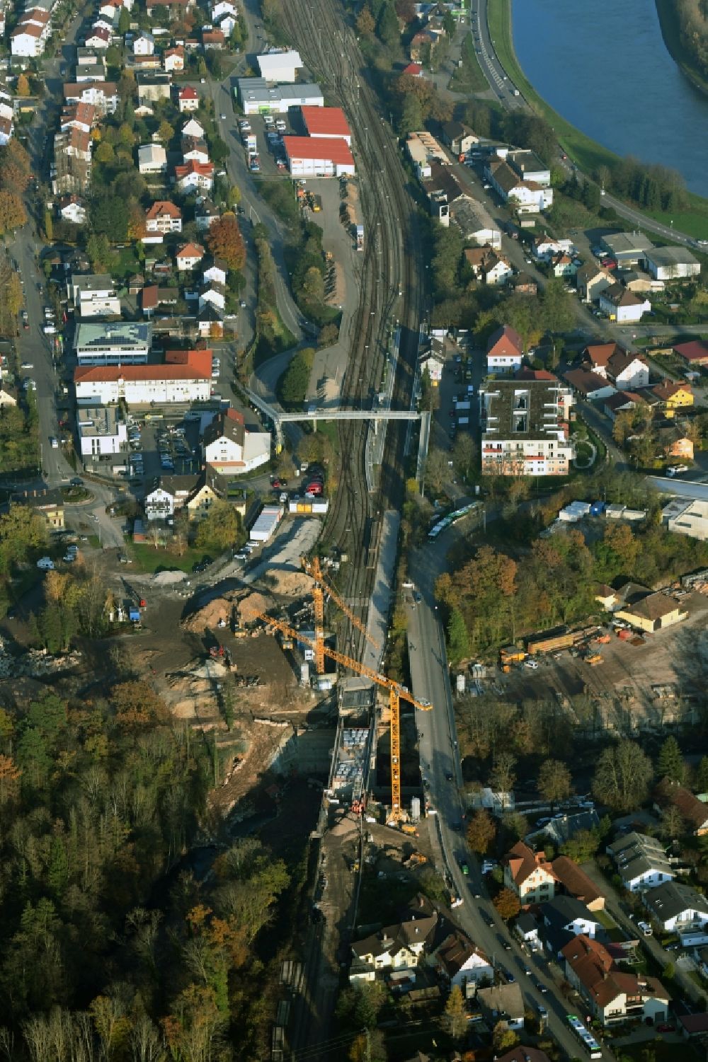 Luftaufnahme Albbruck - Neubau des Bahn- Brückenbauwerk im Ortsteil Metteberberg in Albbruck im Bundesland Baden-Württemberg, Deutschland