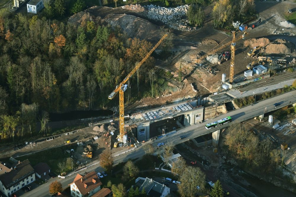 Albbruck von oben - Neubau des Bahn- Brückenbauwerk im Ortsteil Metteberberg in Albbruck im Bundesland Baden-Württemberg, Deutschland