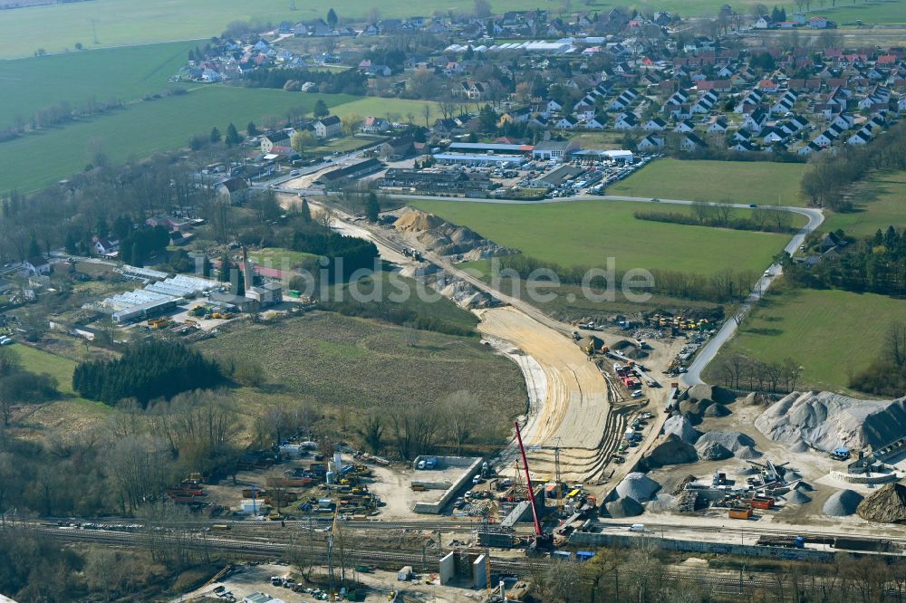 Luftbild Zossen - Neubau des Bahn- Brückenbauwerk und Tunnelbau in Zossen im Bundesland Brandenburg, Deutschland