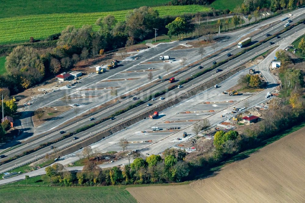 Luftbild Vöhringen - Neubau- Baustelle der Autobahn Parkplatz an der A81 in Vöhringen im Bundesland Baden-Württemberg, Deutschland
