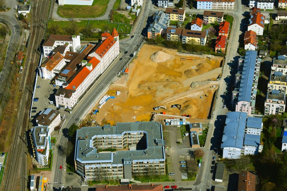 Luftbild Lörrach - Neubau- Baustelle Bürogebäude des Landratsamts in Lörrach im Bundesland Baden-Württemberg, Deutschland