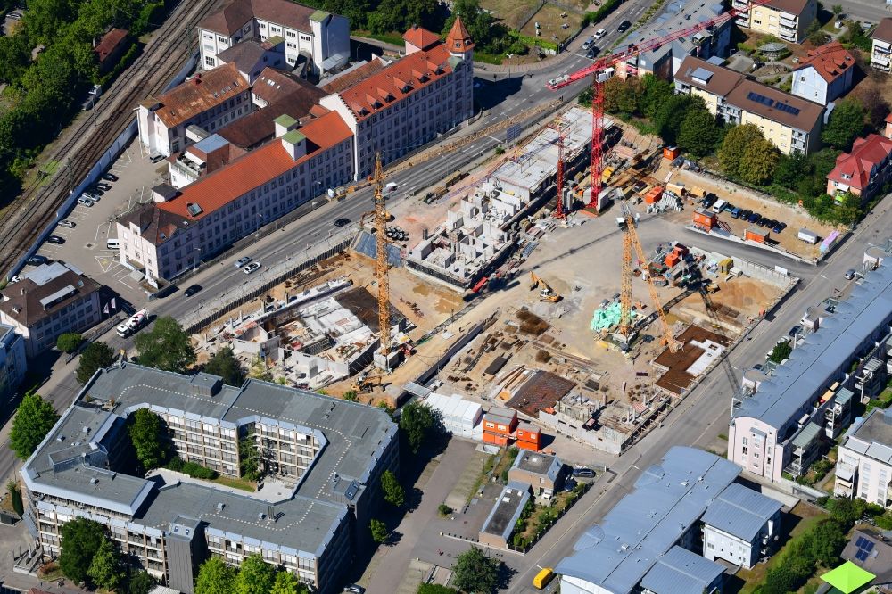 Luftaufnahme Lörrach - Neubau- Baustelle Bürogebäude des Landratsamts in Lörrach im Bundesland Baden-Württemberg, Deutschland