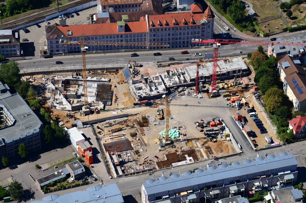Lörrach von oben - Neubau- Baustelle Bürogebäude des Landratsamts in Lörrach im Bundesland Baden-Württemberg, Deutschland
