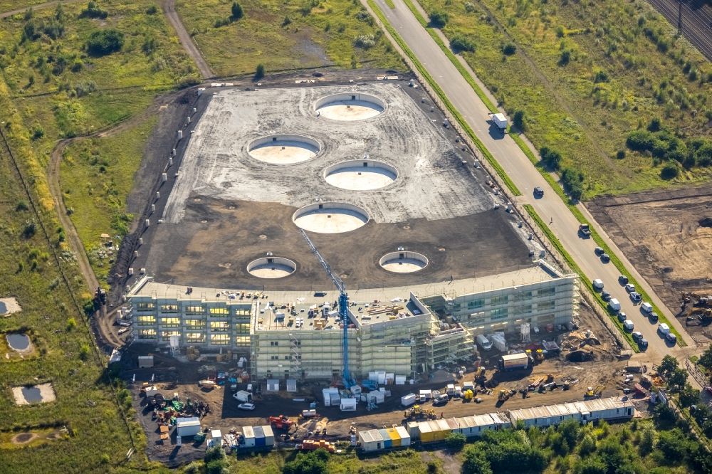Luftaufnahme Oberhausen - Neubau- Baustelle im BusinessPark.O in Oberhausen im Bundesland Nordrhein-Westfalen, Deutschland