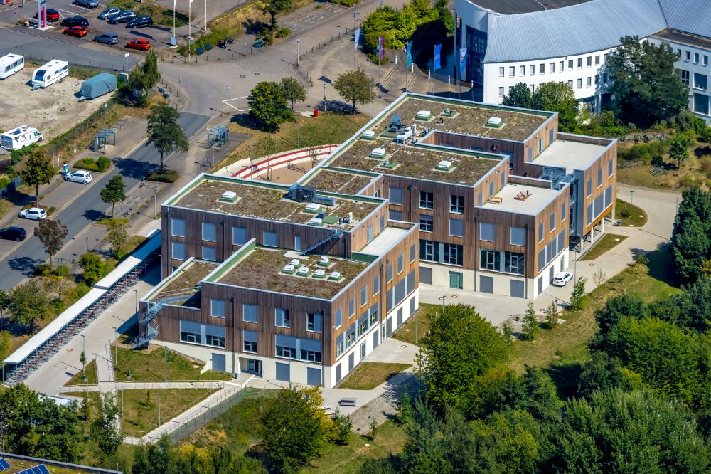 Witten aus der Vogelperspektive: Neubau- Baustelle des Erweiterungsbaus der Universität Witten-Herdecke in Witten im Bundesland Nordrhein-Westfalen, Deutschland