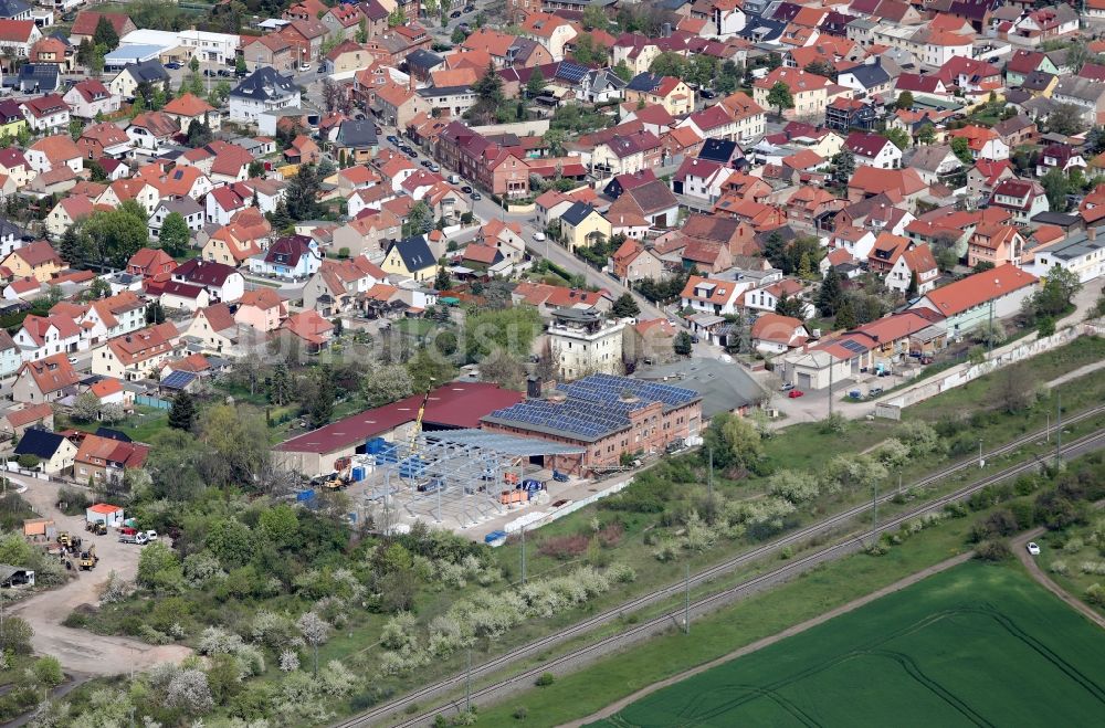Luftaufnahme Erfurt - Neubau - Baustelle eines Gebäudes im Ortsteil Stotternheim in Erfurt im Bundesland Thüringen, Deutschland