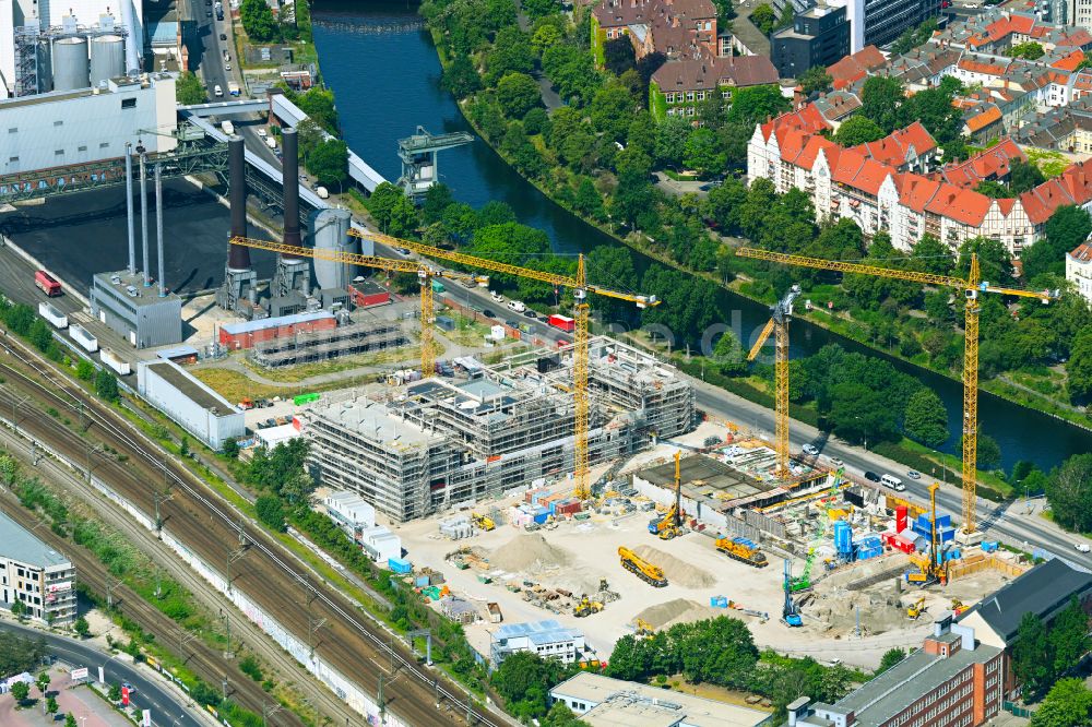 Luftaufnahme Berlin - Neubau- Baustelle des Gewerbecampus Berlin Decks im Ortsteil Moabit in Berlin, Deutschland