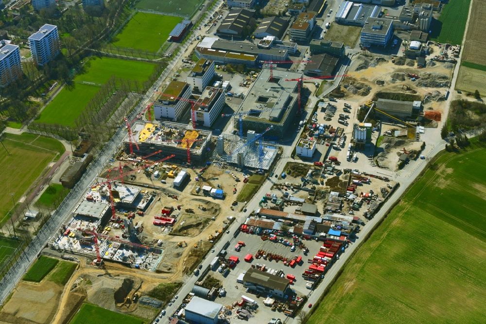 Luftbild Allschwil - Neubau- Baustelle im Gewerbegebiet BaseLink Areal in Allschwil im Kanton Basel-Landschaft, Schweiz