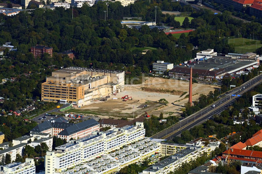 Berlin aus der Vogelperspektive: Neubau- Baustelle im Gewerbegebiet Gewerbehöfequartier Go West in Berlin, Deutschland