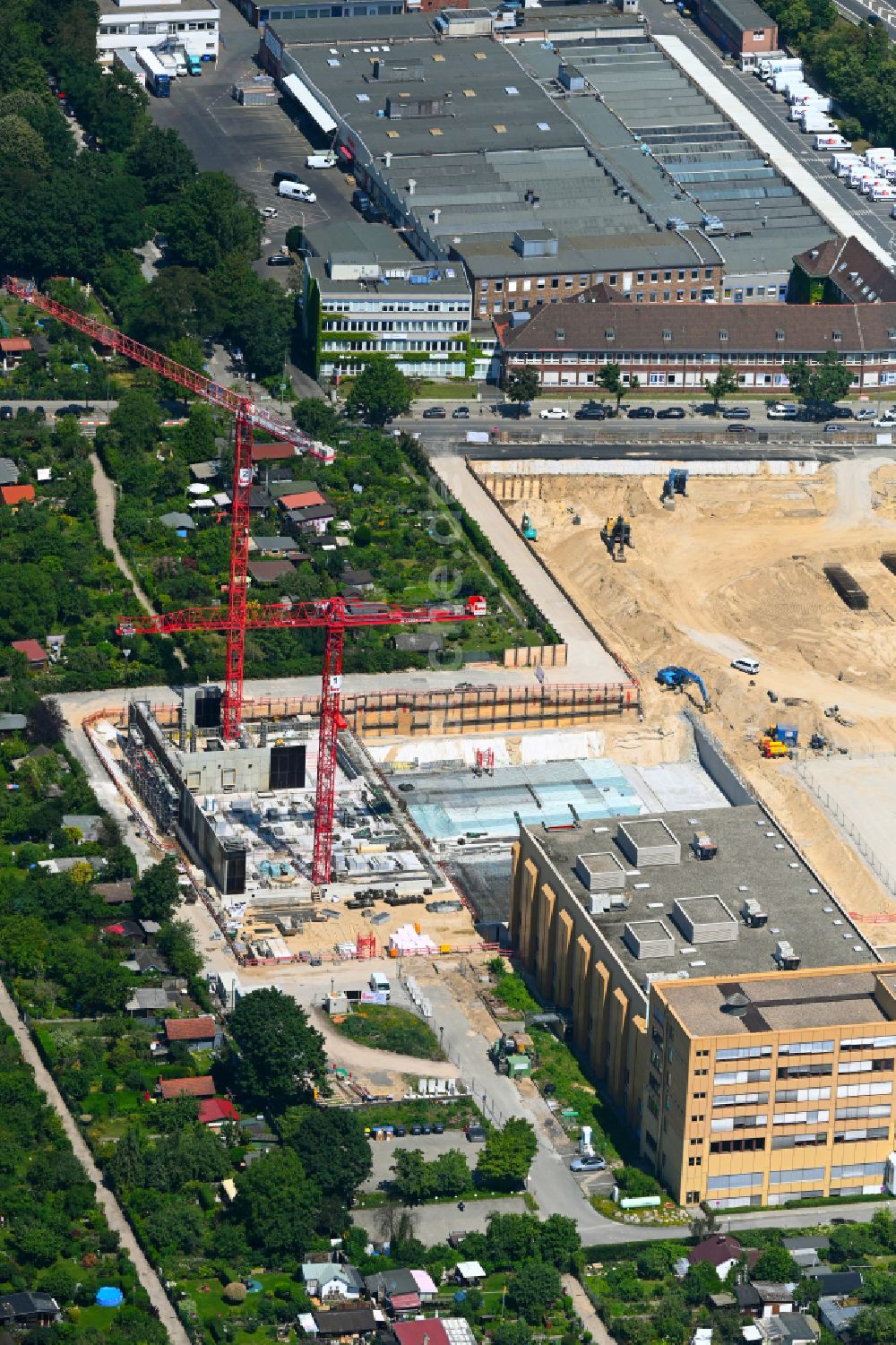 Luftbild Berlin - Neubau- Baustelle im Gewerbegebiet Gewerbehöfequartier Go West in Berlin, Deutschland