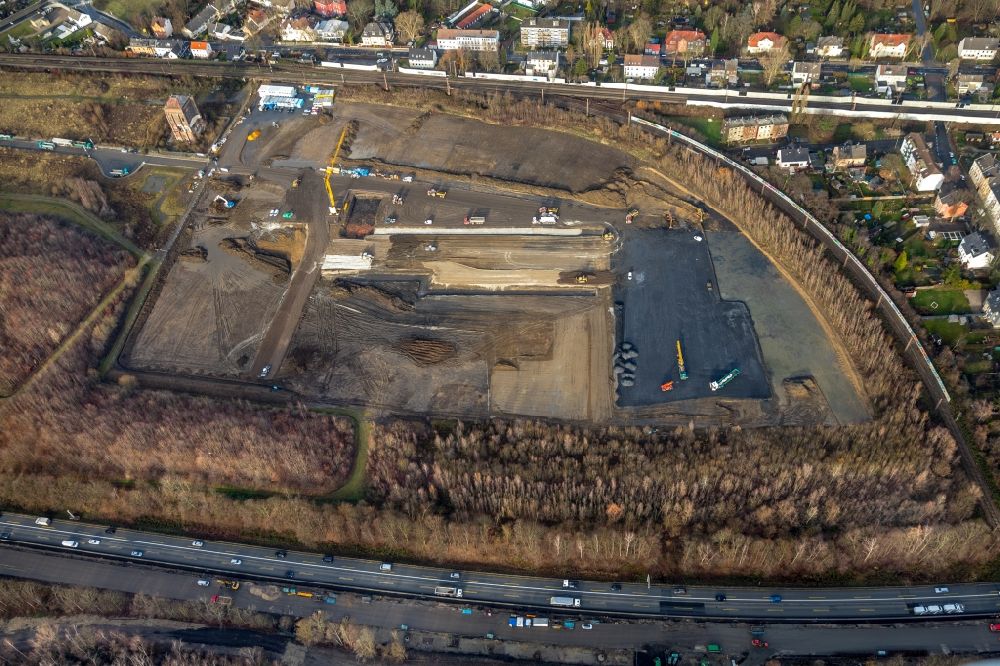 Luftbild Herne - Neubau- Baustelle im Gewerbegebiet in Herne im Bundesland Nordrhein-Westfalen, Deutschland
