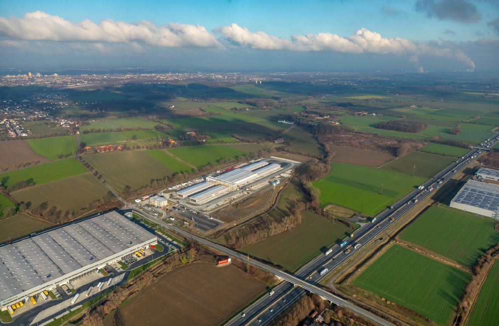 Luftaufnahme Hamm - Neubau- Baustelle im Gewerbegebiet InlogParc im Ortsteil Westerbönen in Hamm im Bundesland Nordrhein-Westfalen, Deutschland
