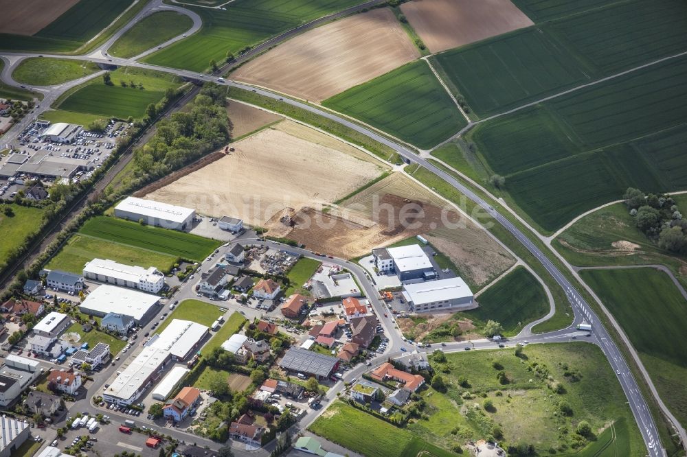 Luftbild Nidderau - Neubau- Baustelle im Gewerbegebiet Am Lindenbäumchen im Ortsteil Heldenbergen in Nidderau im Bundesland Hessen, Deutschland