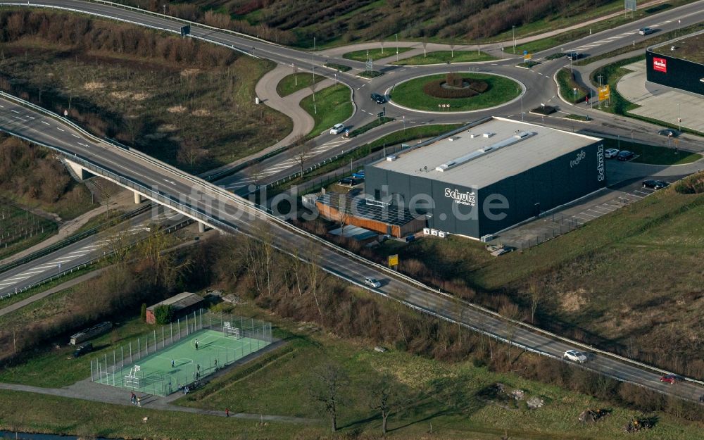 Luftbild Ettenheim - Neubau- Baustelle im Gewerbegebiet Radackern entlang der Bundesstrasse 3 in Ettenheim im Bundesland Baden-Württemberg, Deutschland