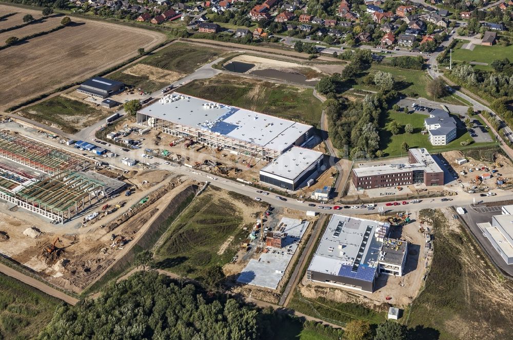 Melsdorf aus der Vogelperspektive: Neubau- Baustelle im Gewerbegebiet Rotenhof in Melsdorf im Bundesland , Deutschland