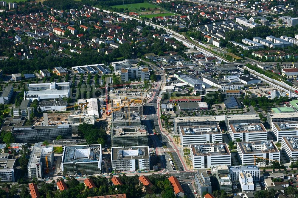 Luftbild Erlangen - Neubau- Baustelle im Gewerbegebiet Siemens- Campus in Erlangen im Bundesland Bayern, Deutschland