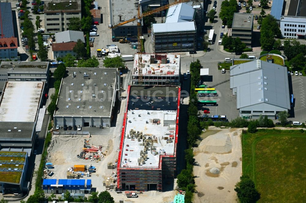 Luftaufnahme München - Neubau- Baustelle im Gewerbegebiet an der Waldmeisterstraße in München im Bundesland Bayern, Deutschland