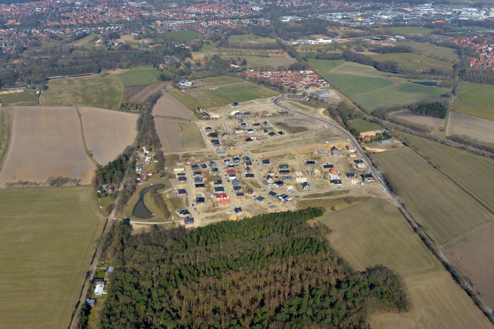 Luftaufnahme Stade - Neubau- Baustelle Heidesiedlung Riensförde in Stade im Bundesland Niedersachsen, Deutschland