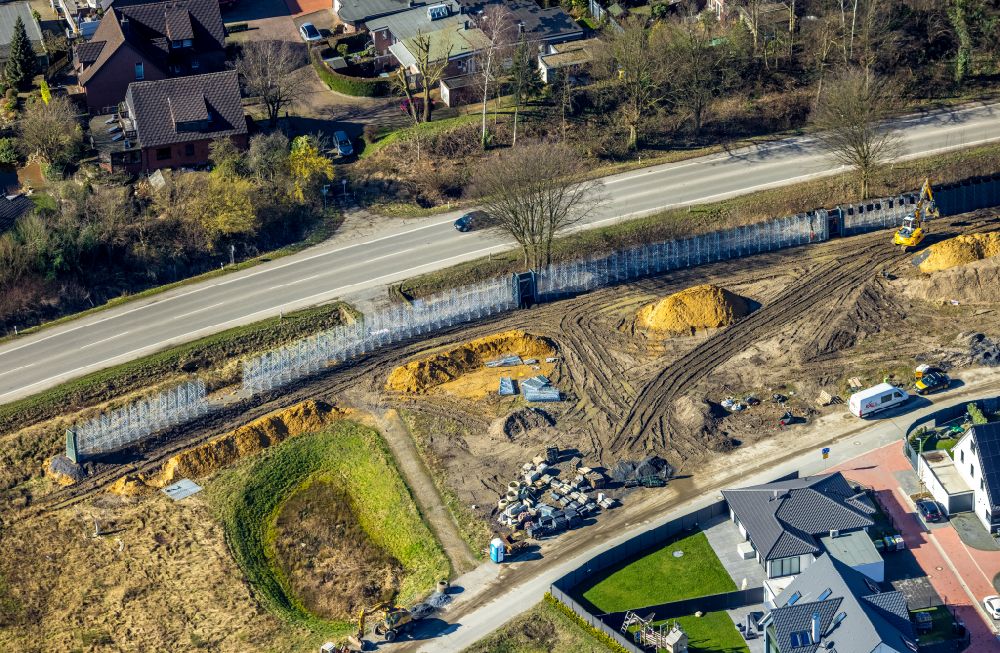 Luftbild Kirchhellen - Neubau- Baustelle für eine Lärmschutzwand in Kirchhellen im Bundesland Nordrhein-Westfalen, Deutschland