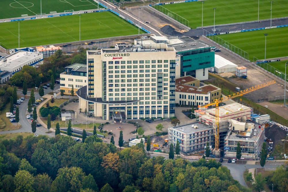 Luftbild Gelsenkirchen - Neubau- Baustelle für ein Rehabilitationszentrum der Rehaklinik in Gelsenkirchen im Bundesland Nordrhein-Westfalen, Deutschland