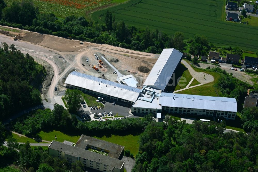 Luftaufnahme Höxter - Neubau- Baustelle für ein Rehabilitationszentrum der Rehaklinik in Höxter im Bundesland Nordrhein-Westfalen, Deutschland