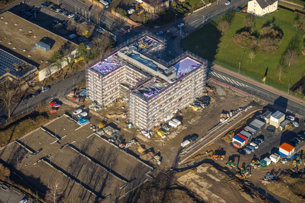 Luftbild Unna - Neubau- Baustelle Verwaltungsgebäude der staatlichen Behörde Jobcenter - Arbeitsamt in Unna im Bundesland Nordrhein-Westfalen, Deutschland