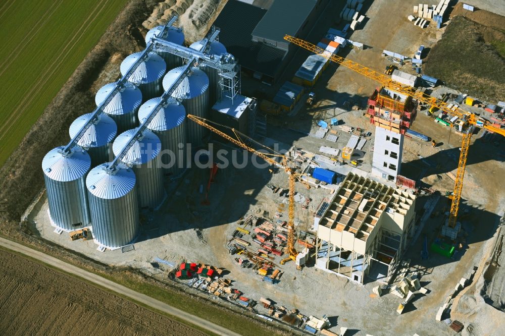 Luftaufnahme Mindelheim - Neubau - Baustelle auf dem Werksgelände der A.G.H. – Agrarhandelsges. mbh in Mindelheim im Bundesland Bayern, Deutschland