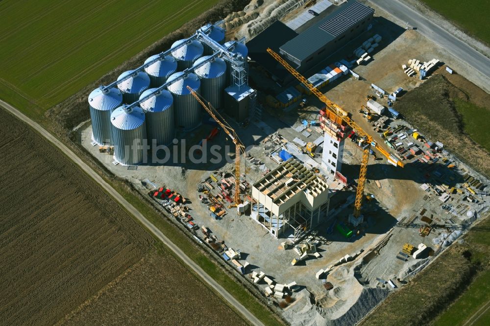 Mindelheim von oben - Neubau - Baustelle auf dem Werksgelände der A.G.H. – Agrarhandelsges. mbh in Mindelheim im Bundesland Bayern, Deutschland