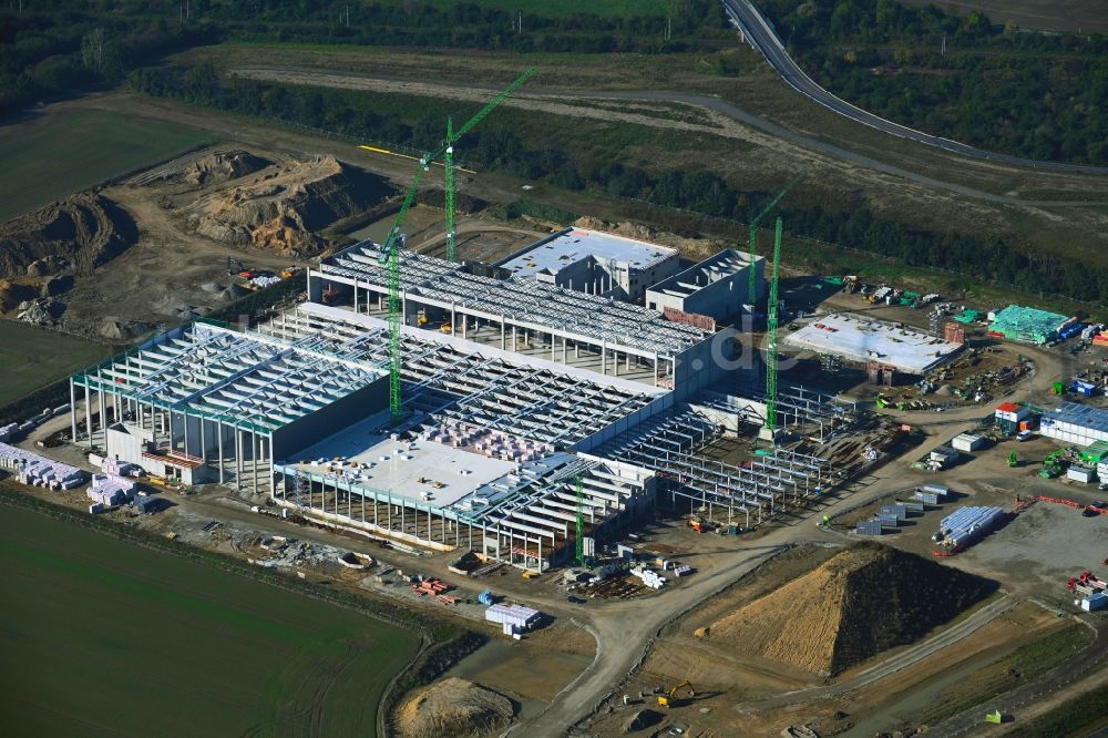 Luftbild Leipzig - Neubau - Baustelle auf dem Werksgelände der Beiersdorf AG in Seehausen im Bundesland Sachsen, Deutschland